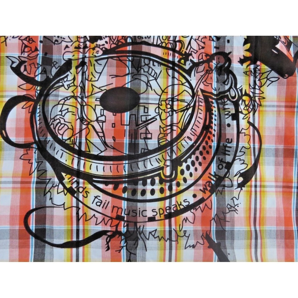 Five Jungle Y2K VTG Plaid Short Sleeve Graphic Button Up Shirt Men 4XL Skate Hip - Picture 16 of 16